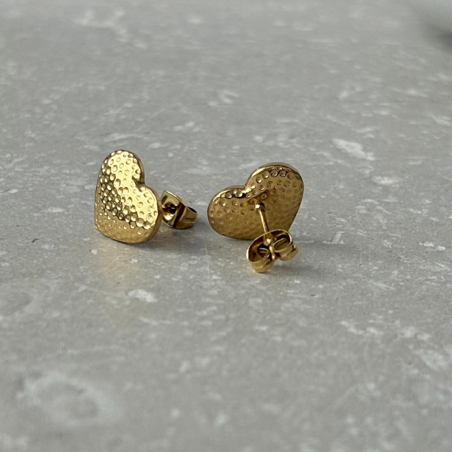Tarnish Resistant Dimpled Heart Studs