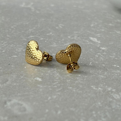 Tarnish Resistant Dimpled Heart Studs