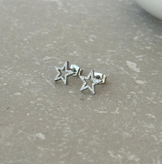 Tarnish Resistant Shimmer Star Studs
