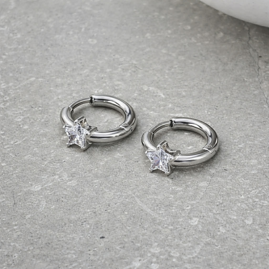 Tarnish Resistant Zirconia Star Huggies