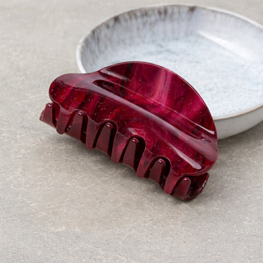 Small Red Marble Arc Claw Clip