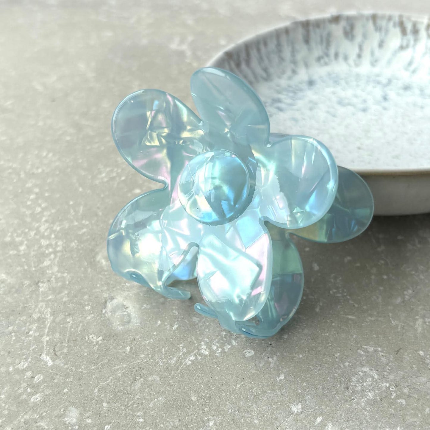 Blue Pearlescent Daisy Claw Clip