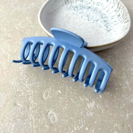 Matt Sky Blue Barrell Claw Clip