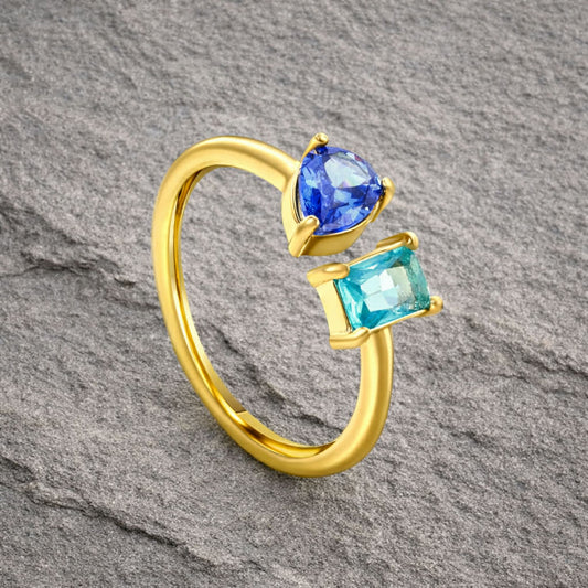 Tarnish Resistant Dual Zirconia Open Ring