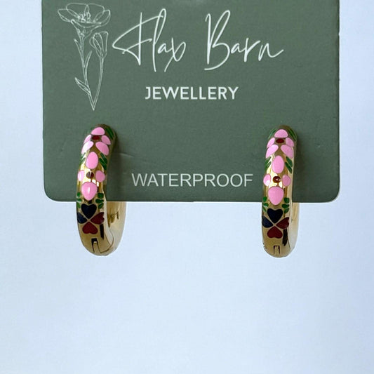 Tarnish Resistant Enamel Flower Huggies