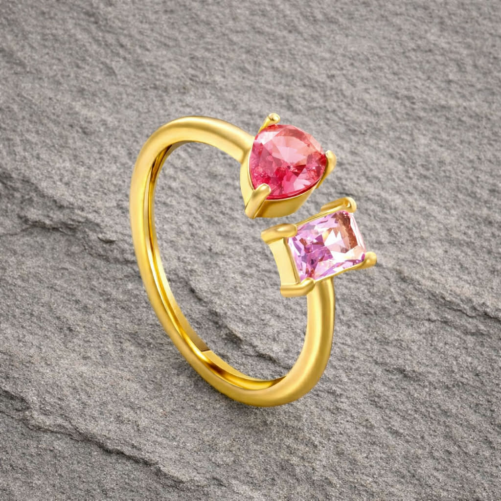 Tarnish Resistant Dual Zirconia Open Ring