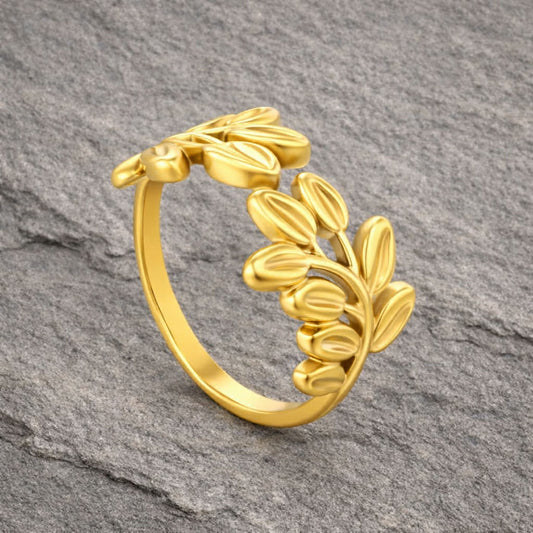 Tarnish Resistant Fern Band Open Ring