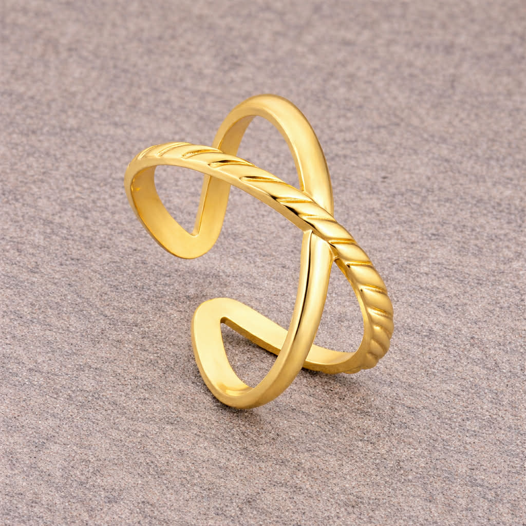 Tarnish Resistant Cross Band Ring