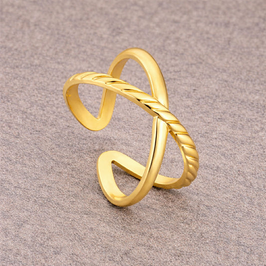 Tarnish Resistant Cross Band Ring