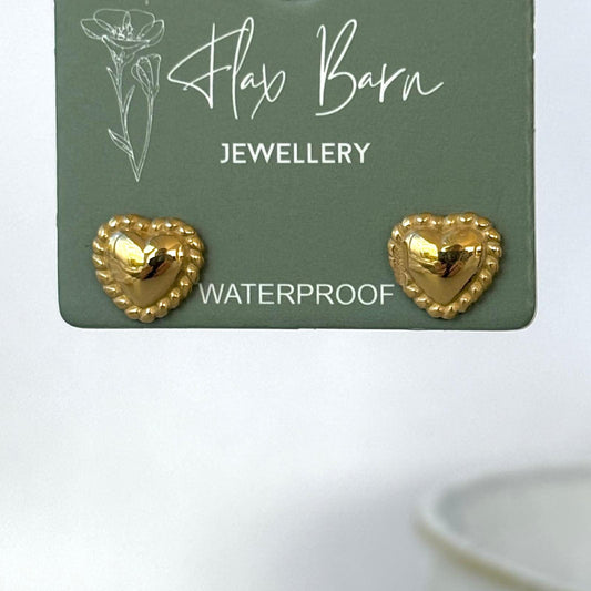 Tarnish Resistant Piped Border Heart Studs