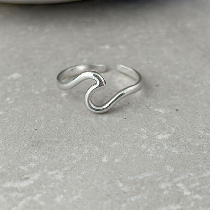 Tarnish Resistant Wave Open Ring