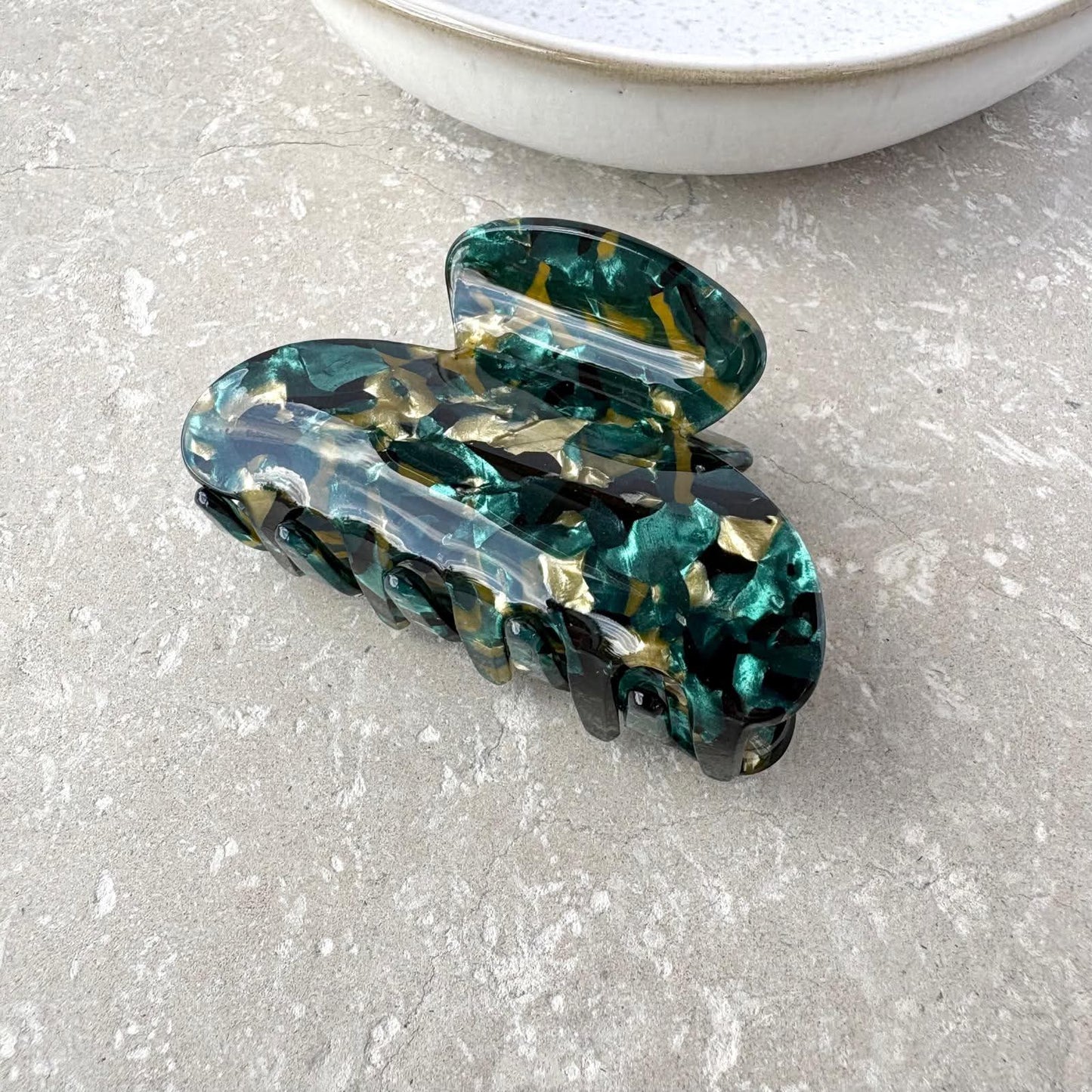 Small Green and Gold Pearlescent Claw Clip