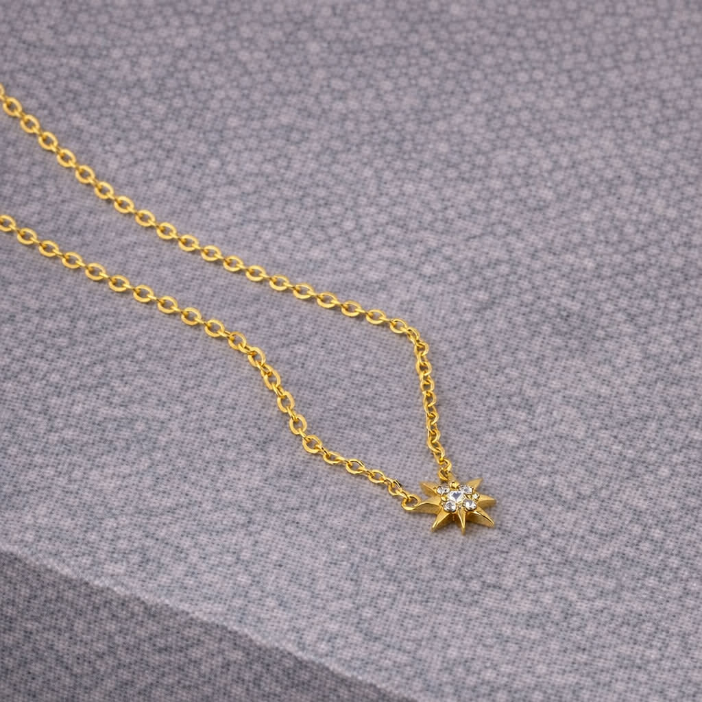 Tarnish Resistant Star Zirconia Necklace