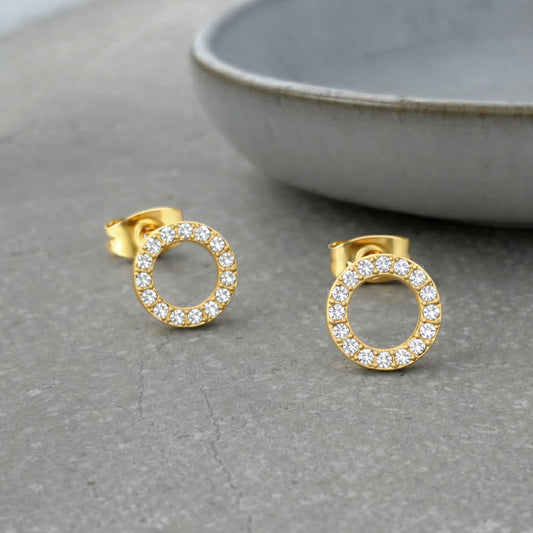 Tarnish Resistant Zirconia Circle Studs