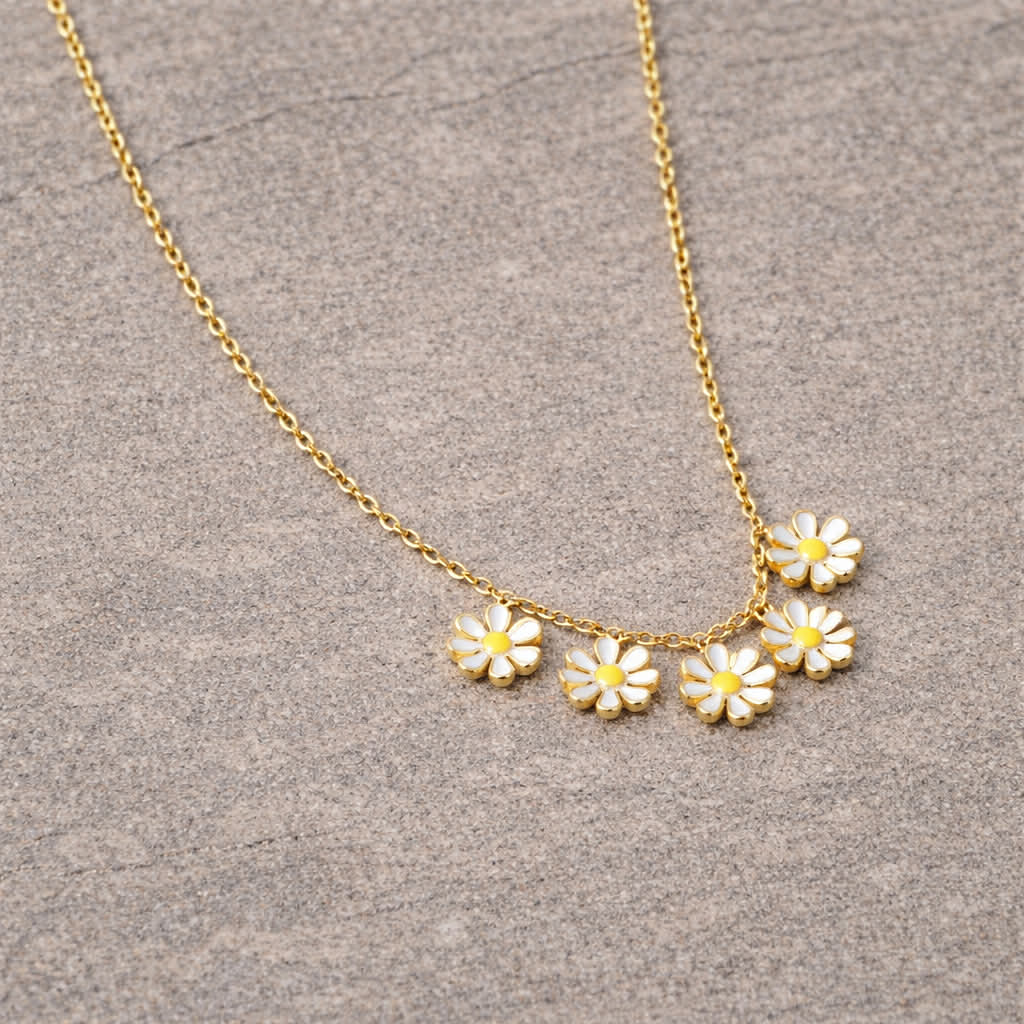 Tarnish Resistant Enamel Flower Necklace