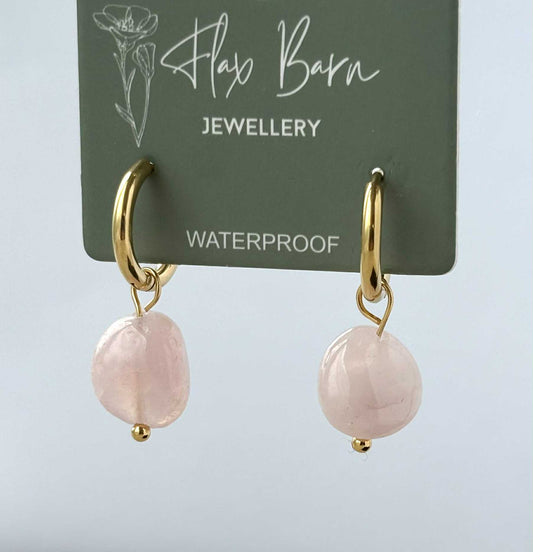 Tarnish Resistant Gemstone Drop Huggies