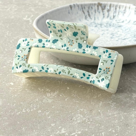 Duck Egg Ditsy Floral Claw Clip
