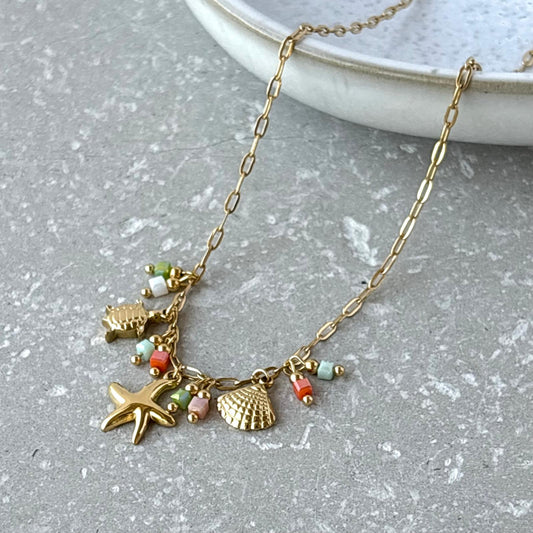 Tarnish Resistant Shoreline Charm Necklace