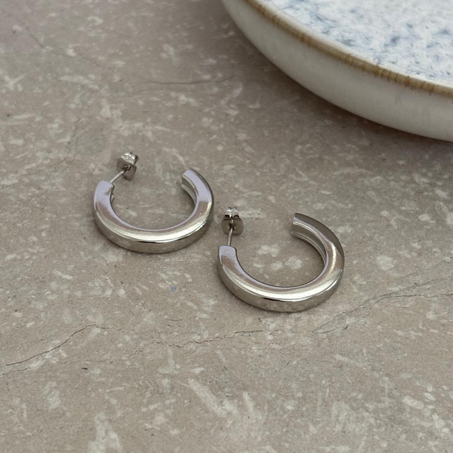 Tarnish Resistant Square Edged Hoop Studs