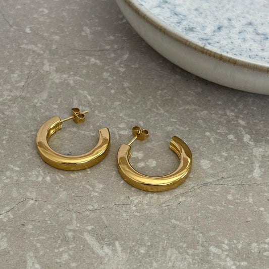 Tarnish Resistant Square Edged Hoop Studs