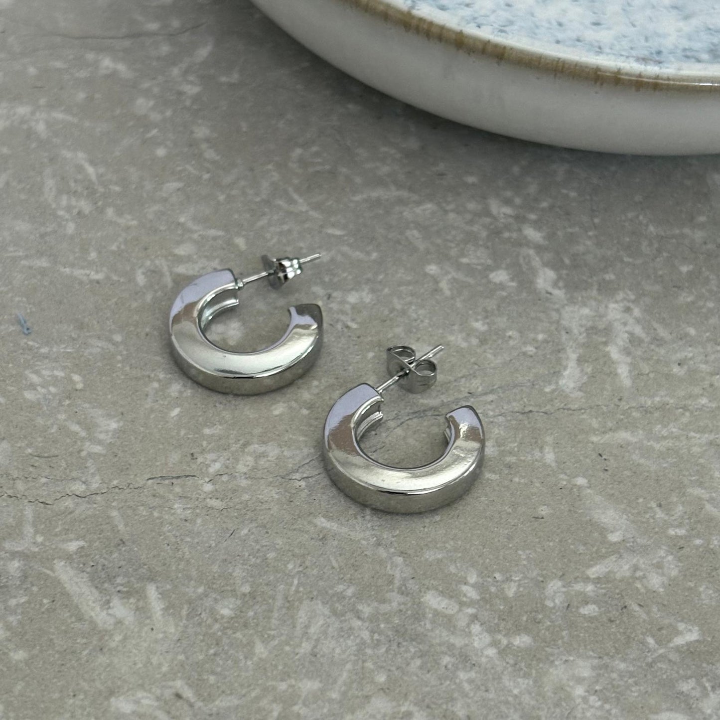 Tarnish Resistant Square Edged Hoop Studs