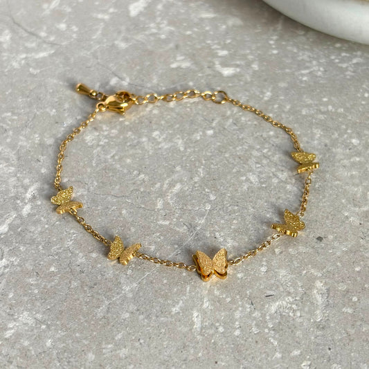 Tarnish Resistant Glimmer Butterfly Bracelet