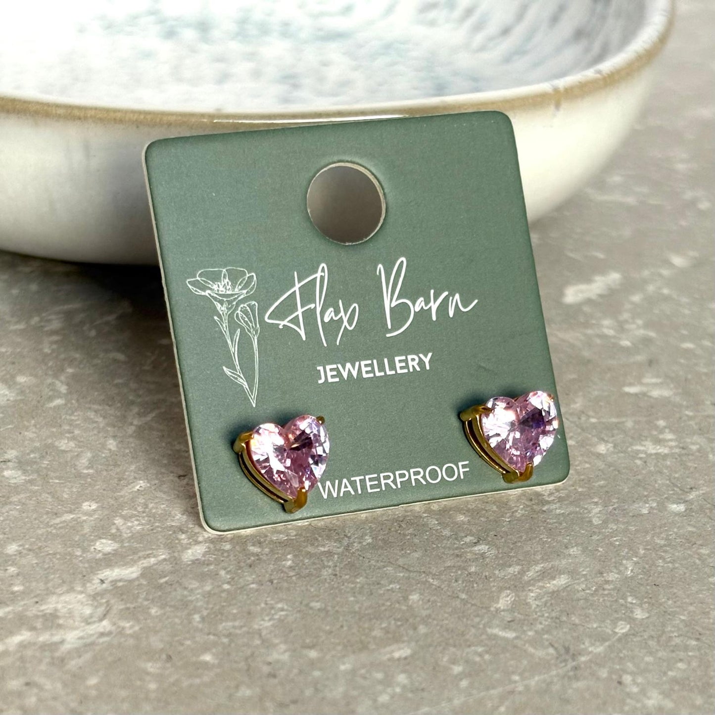 Tarnish Resistant Heart Zirconia Studs