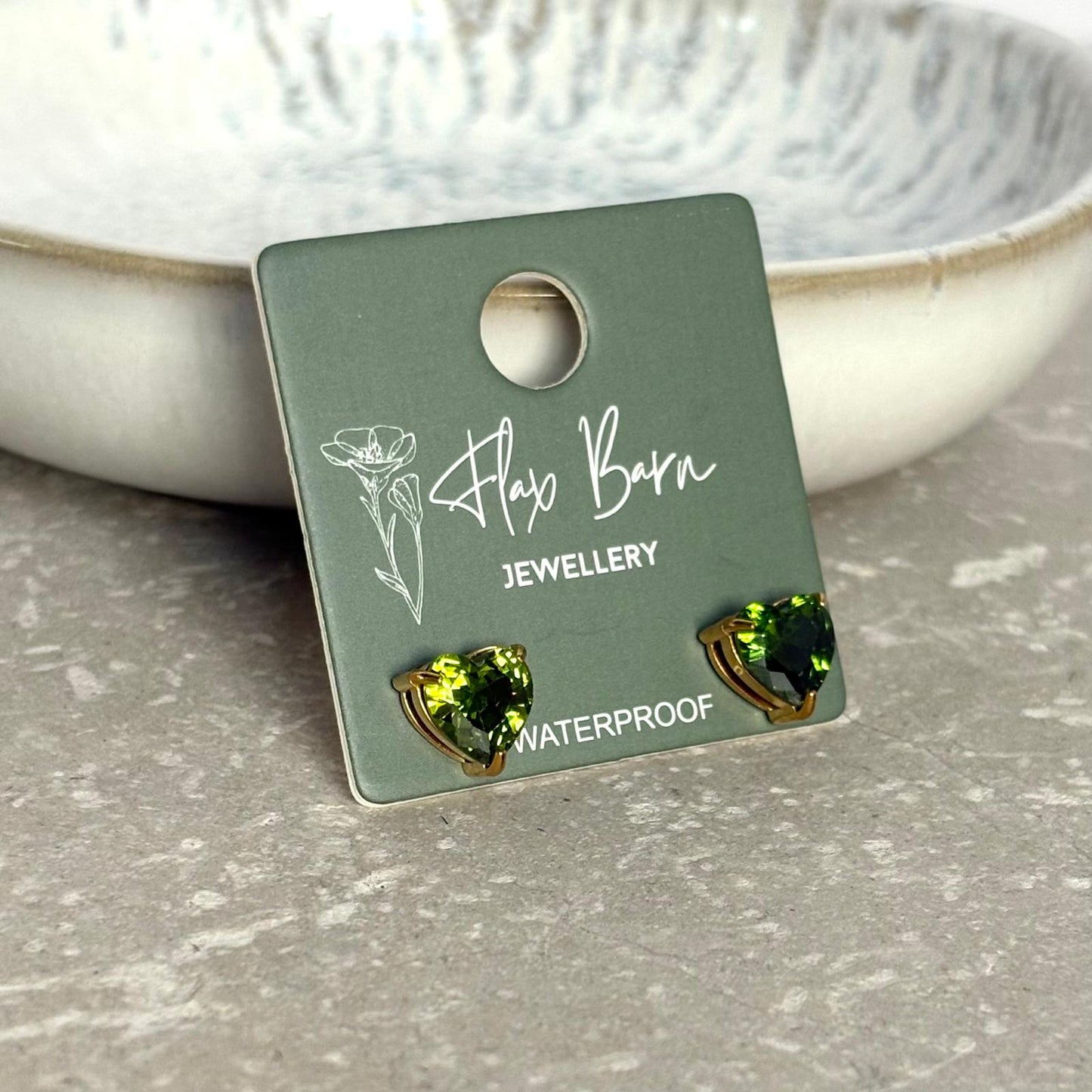 Tarnish Resistant Heart Zirconia Studs