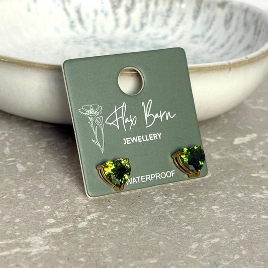 Tarnish Resistant Heart Zirconia Studs
