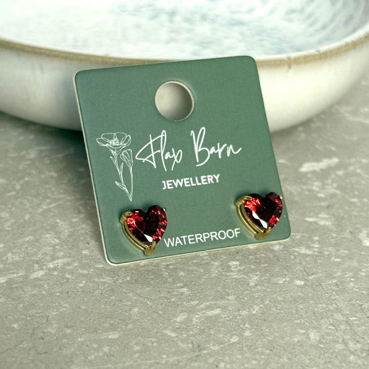 Tarnish Resistant Heart Zirconia Studs