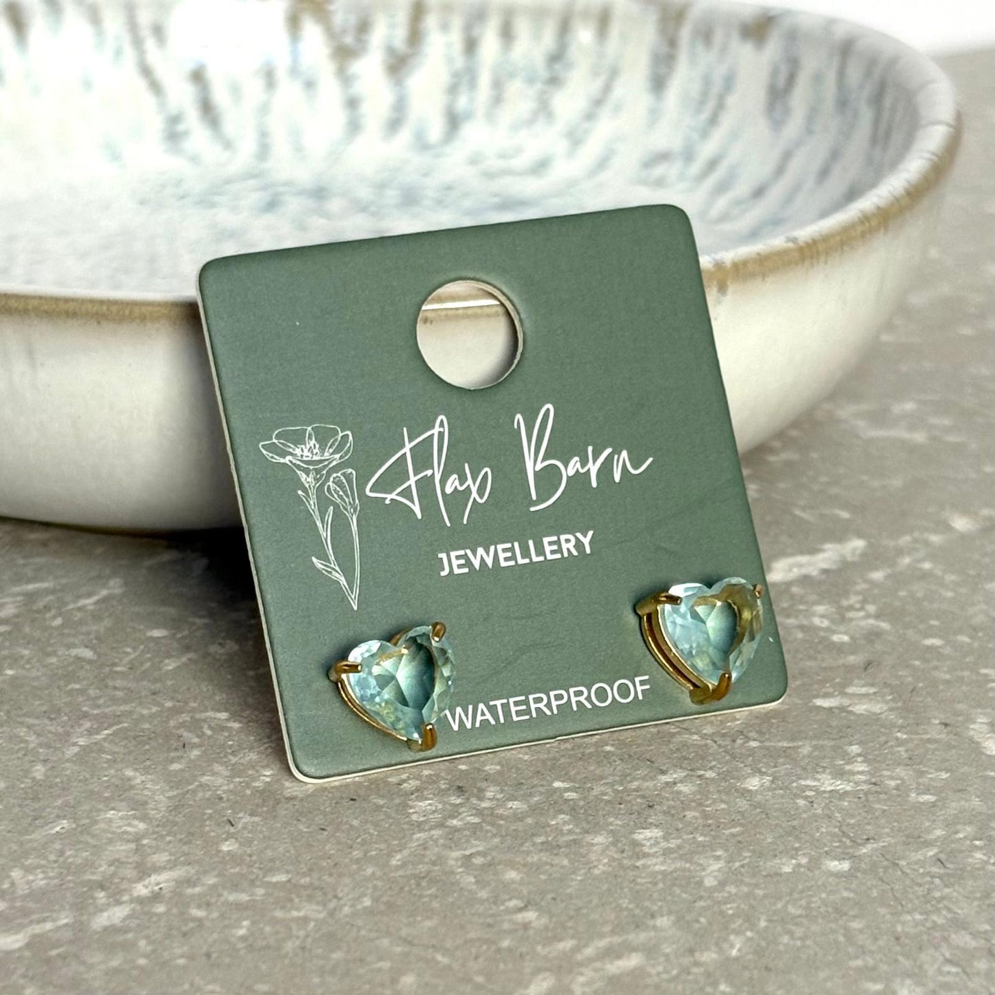 Tarnish Resistant Heart Zirconia Studs