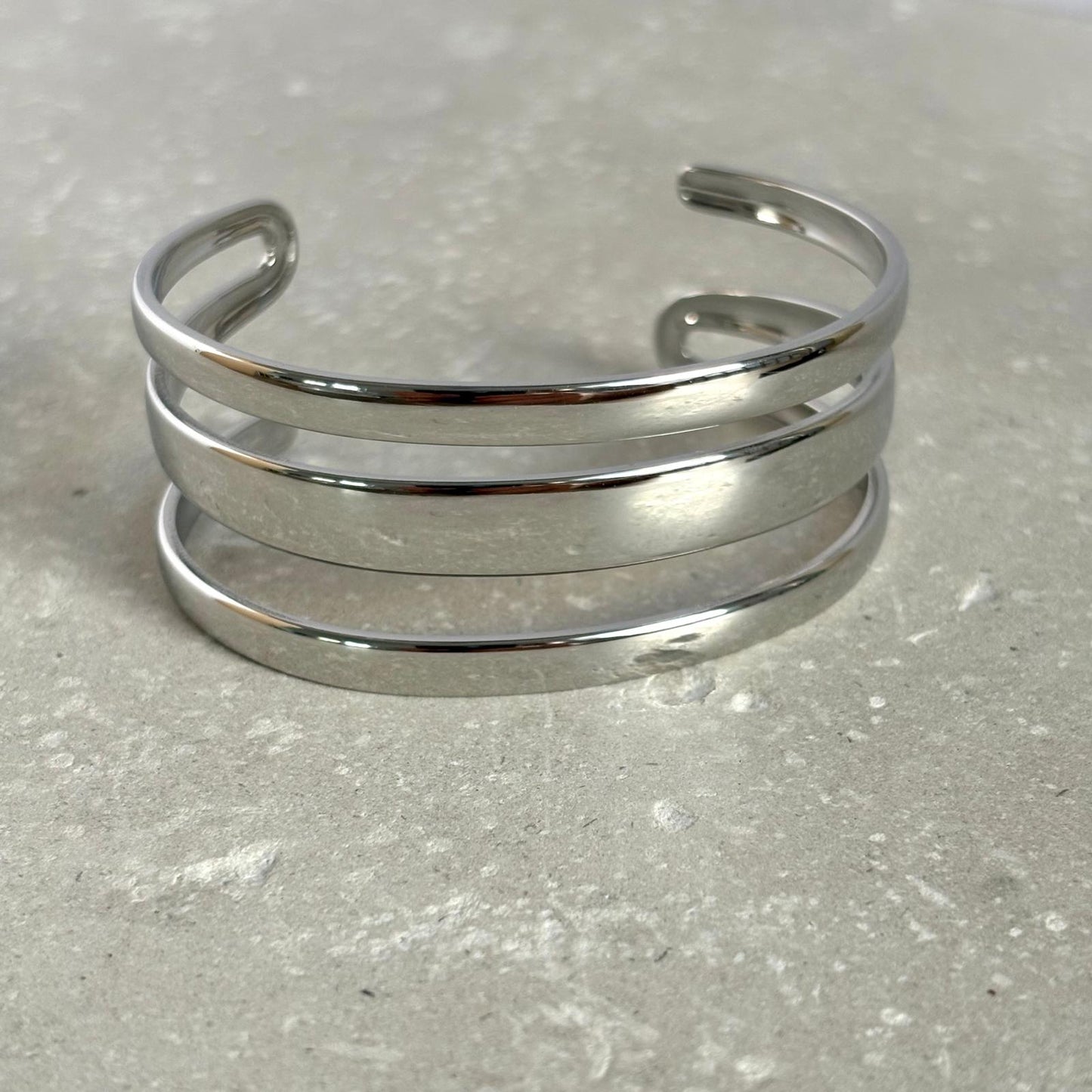 Tarnish Resistant Three Band Cuff Bangle
