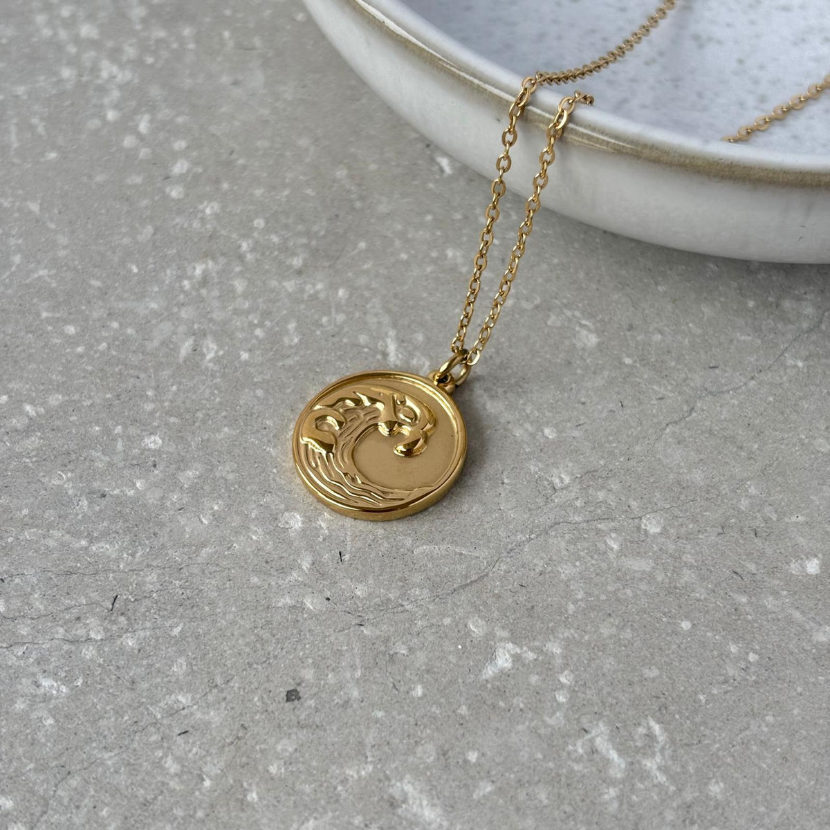 Tarnish Resistant Wave Coin Necklace