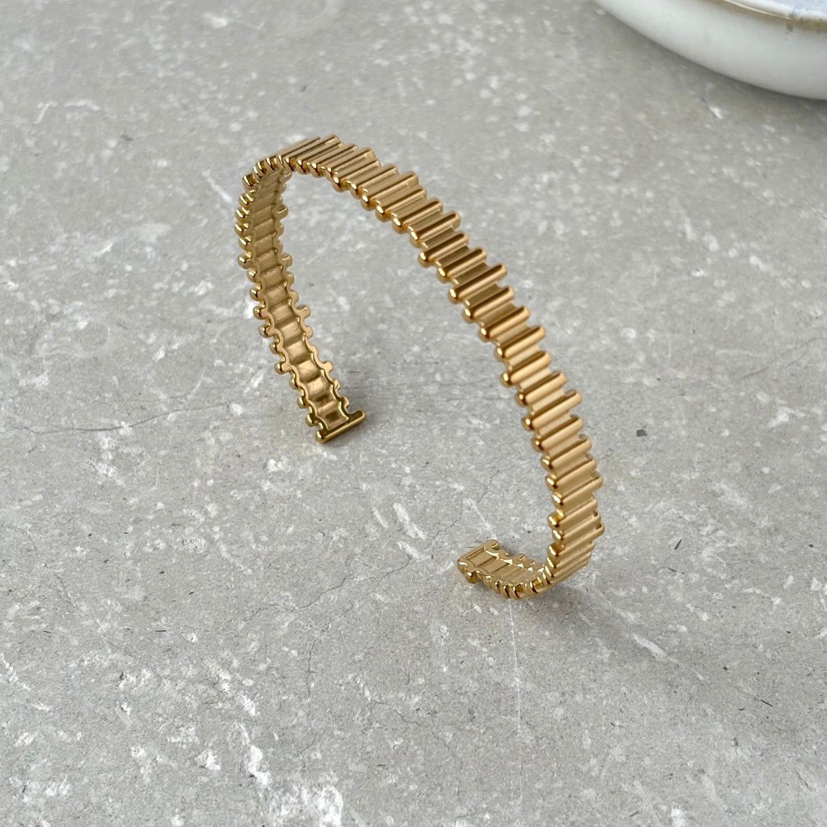 Tarnish Resistant Ridged Cuff Bangle