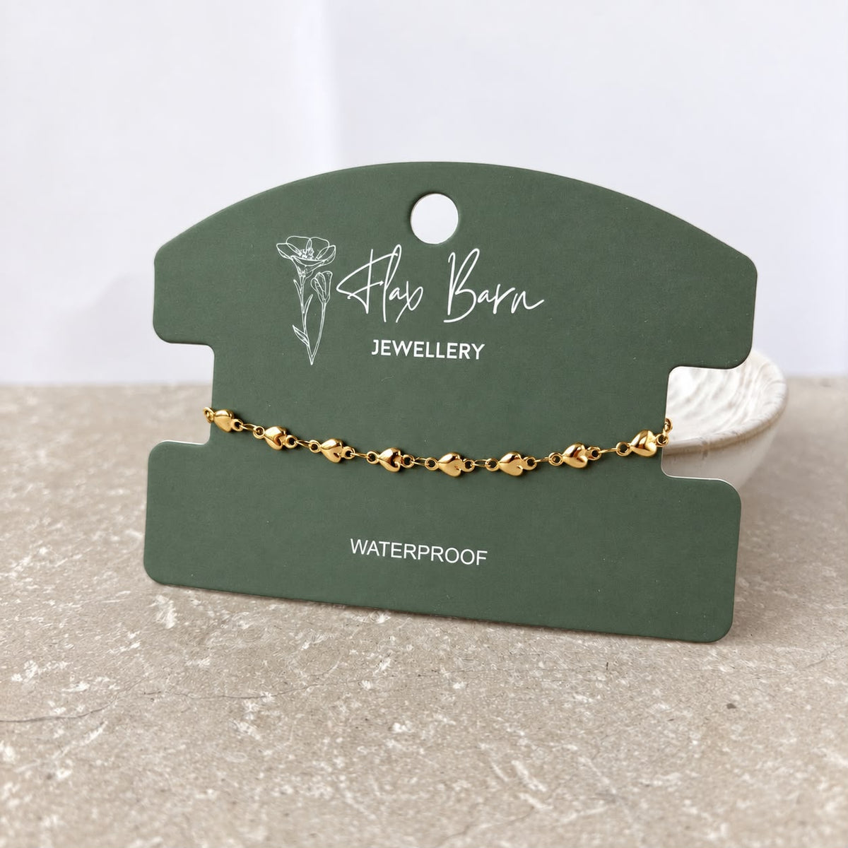 Tarnish Resistant Puffed Heart Chain Bracelet