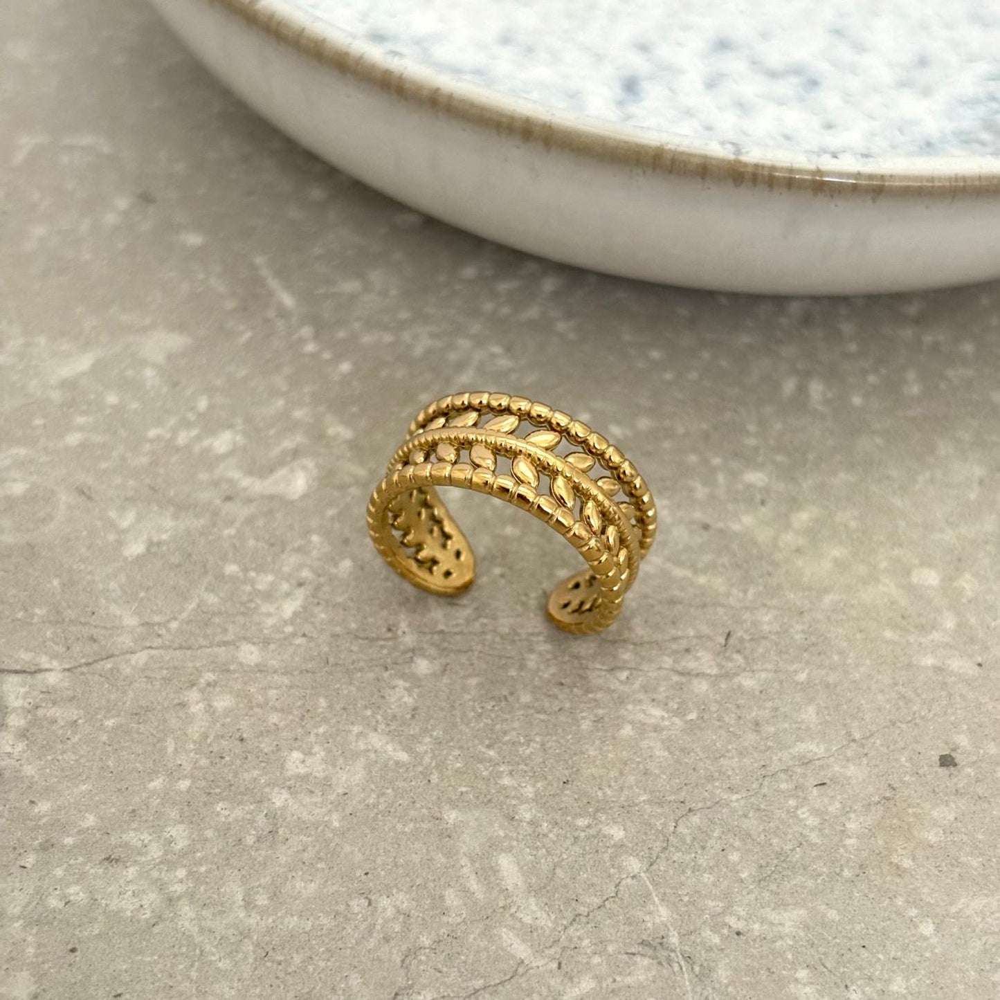 Tarnish Resistant Fern Band Open Ring
