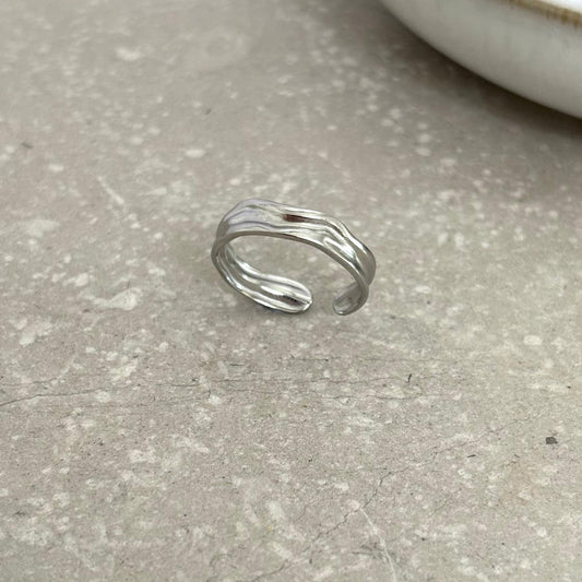 Tarnish Resistant Irregular Wave Open Ring