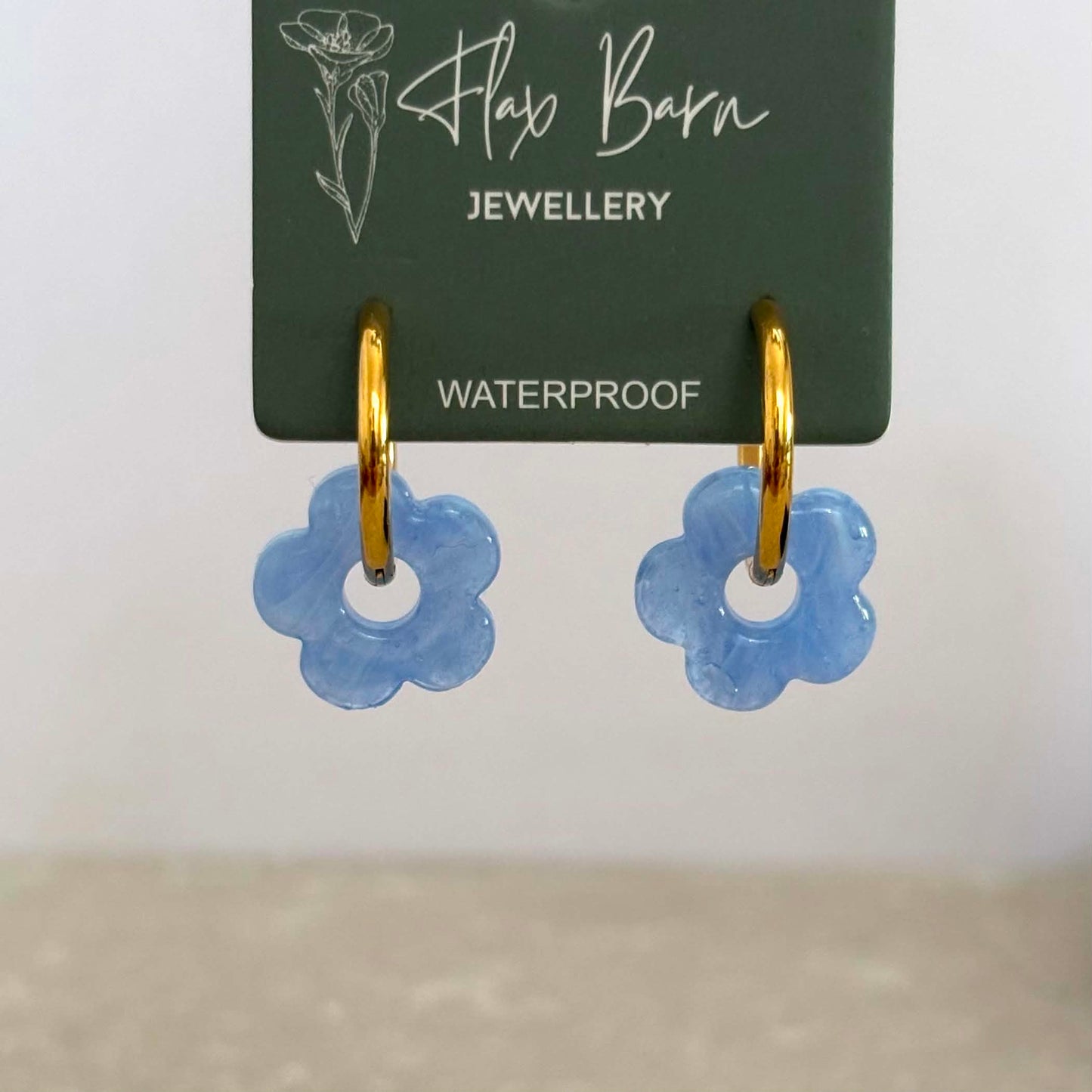 Tarnish Resistant Glass Bead Flower Huggies