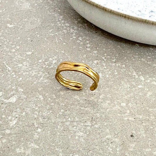 Tarnish Resistant Irregular Wave Open Ring