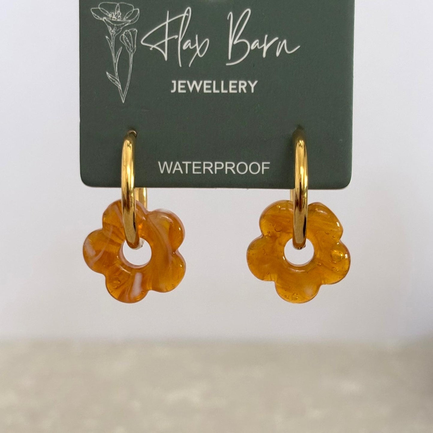 Tarnish Resistant Glass Bead Flower Huggies