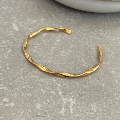 Tarnish Resistant Twisted Open Bangle