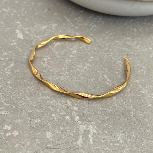 Tarnish Resistant Twisted Open Bangle