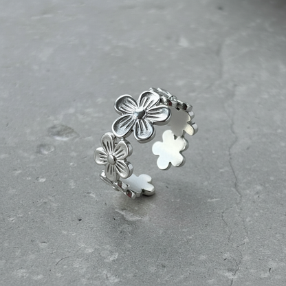 Tarnish Resistant Floral Open Ring