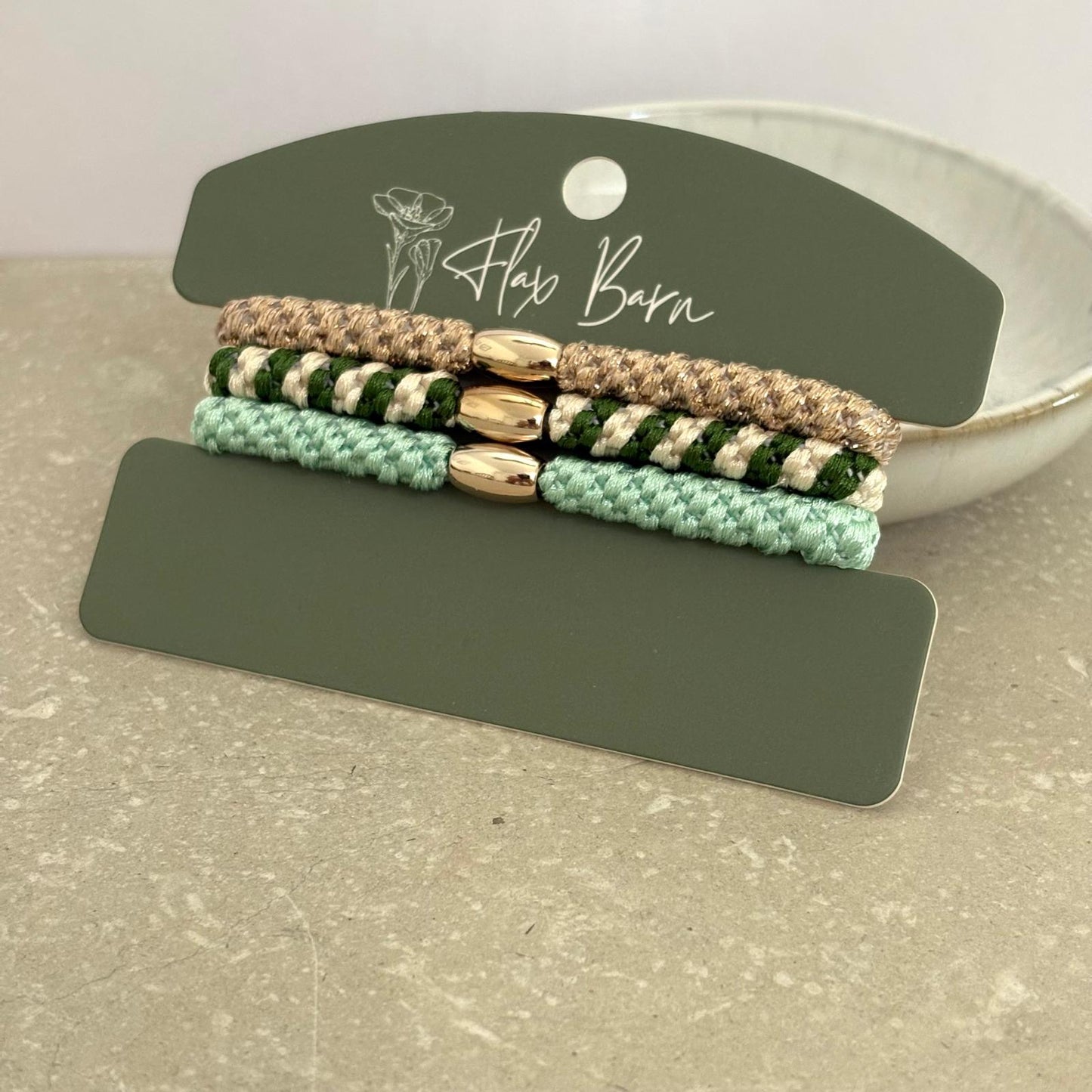 "Champagne Forest" Pack of 3 Elasticated Cord Hairbands